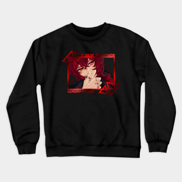 Diluc - Genshin Impact (black background) Crewneck Sweatshirt by Katzui